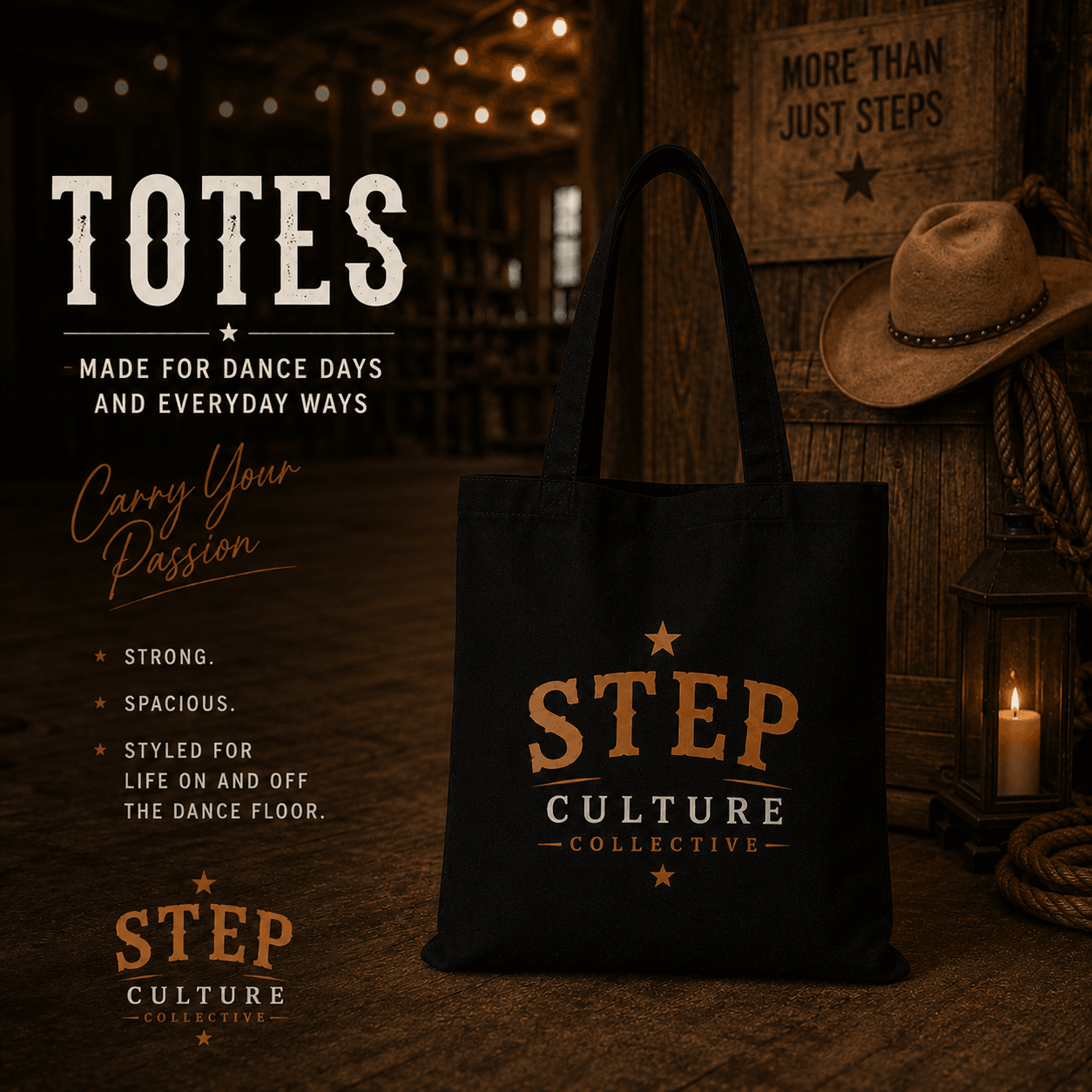 Line dancing tote bags