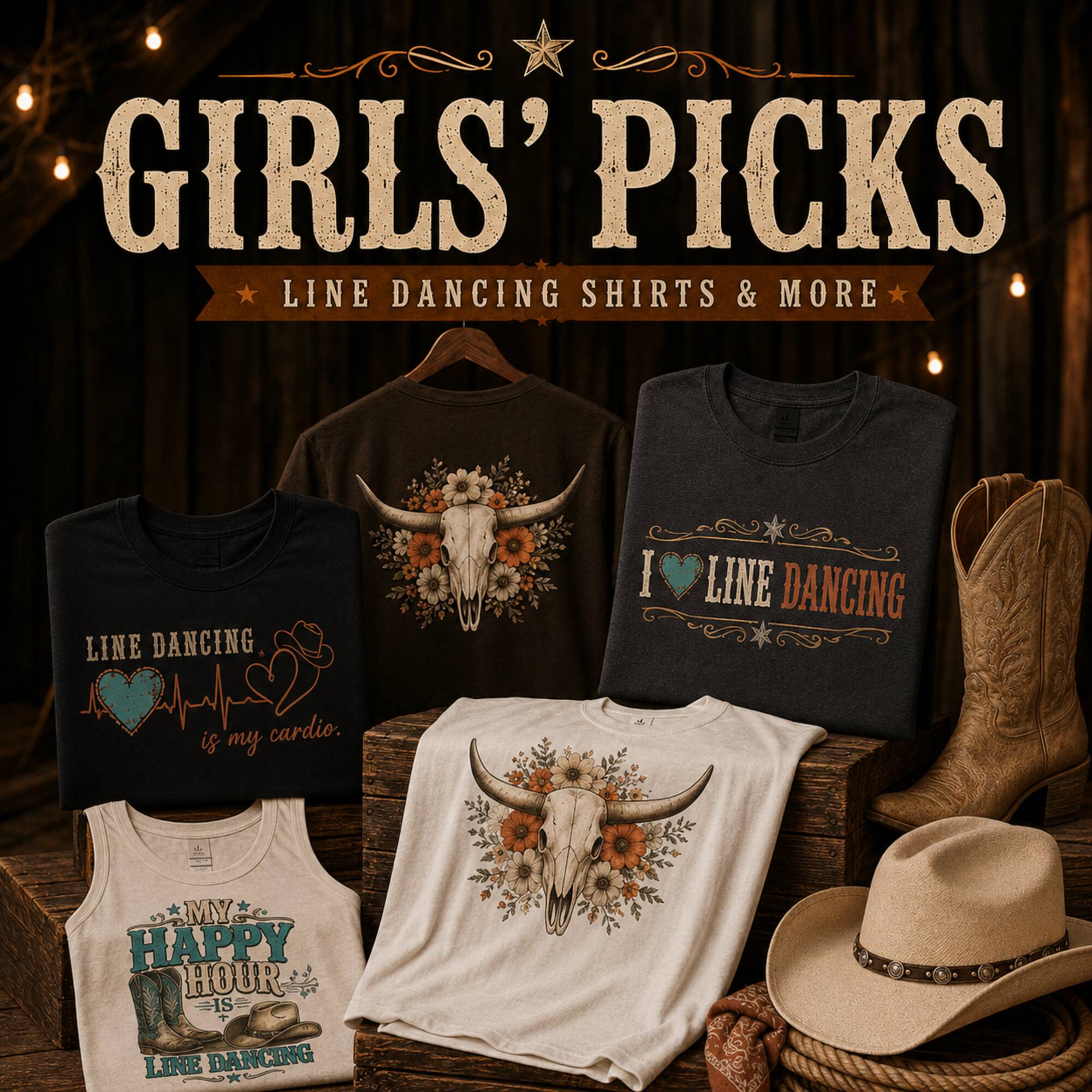 Women’s line dancing shirts, crop tops and gifts