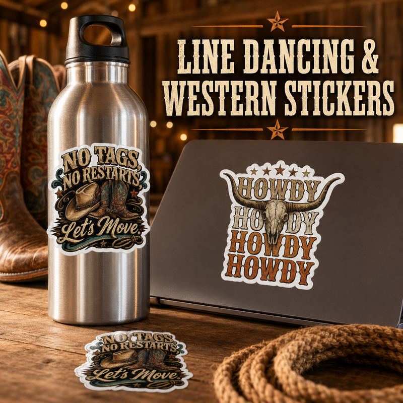 Line dancing and western themed stickers