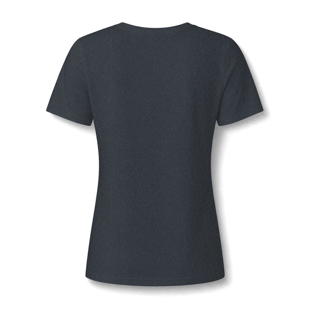 Dark grey heather women's relaxed V-neck T-shirt back view