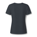 Dark grey heather women's relaxed V-neck T-shirt back view