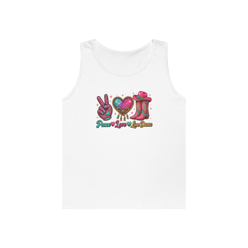 Graphite Heather Peace Love Line Dance colourful Western tank top
