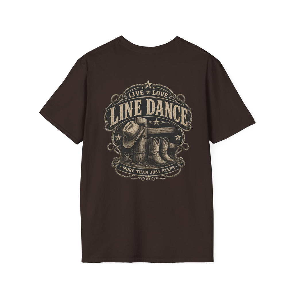 Live Love Line Dance front pocket and back graphic T-shirt product view