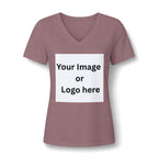 Heather mauve women's relaxed V-neck T-shirt front with custom image or logo print area