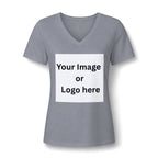 Athletic heather women's relaxed V-neck T-shirt front with custom image or logo print area