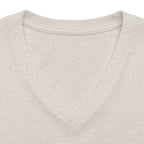 Heather dust personalised women's relaxed V-neck T-shirt fabric and neckline detail