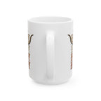 Close-up of the longhorn design on the Howdy Cowboy ceramic mug