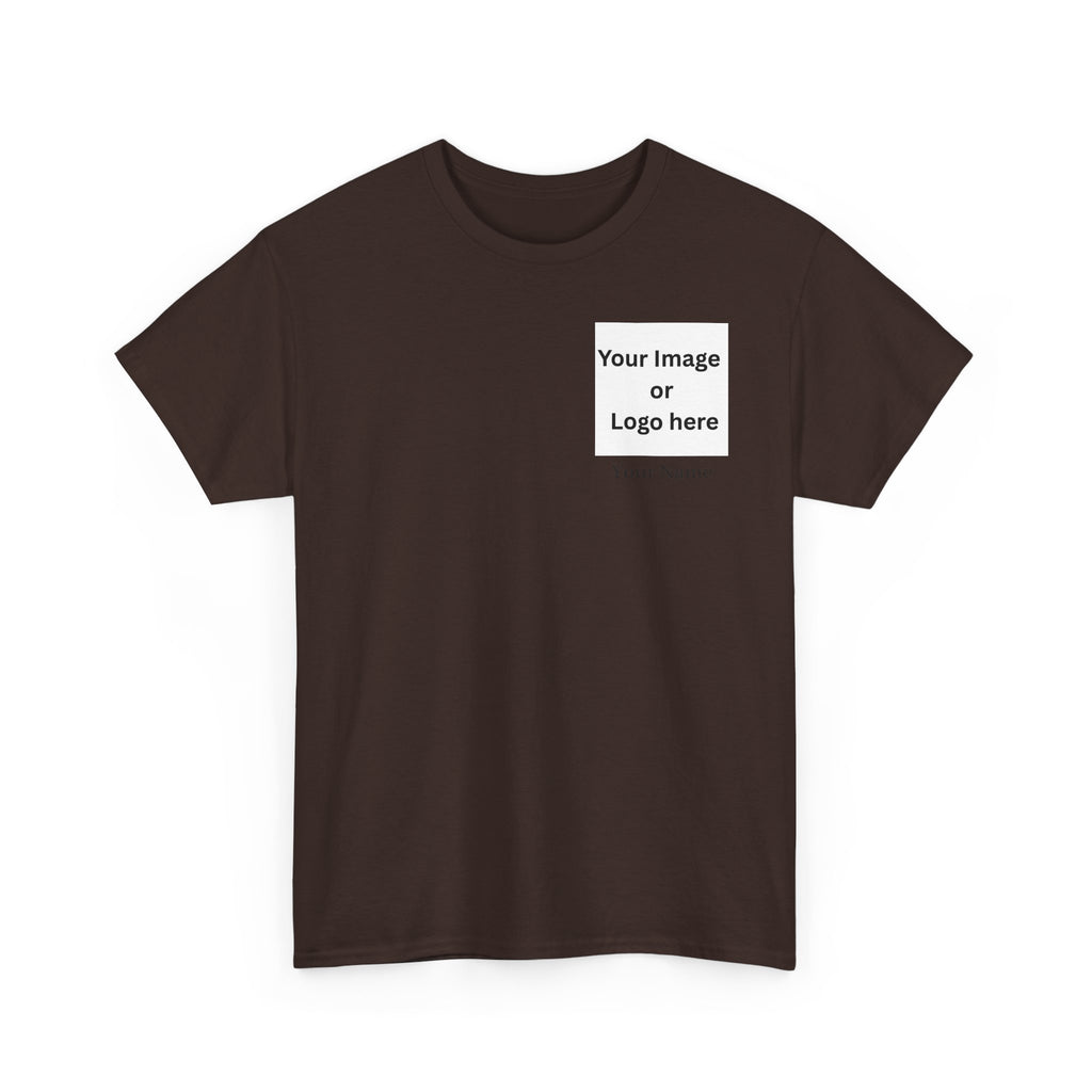 Personalized custom logo Gildan 5000 T-shirt with pocket image, name and back design placeholders – colour option 12