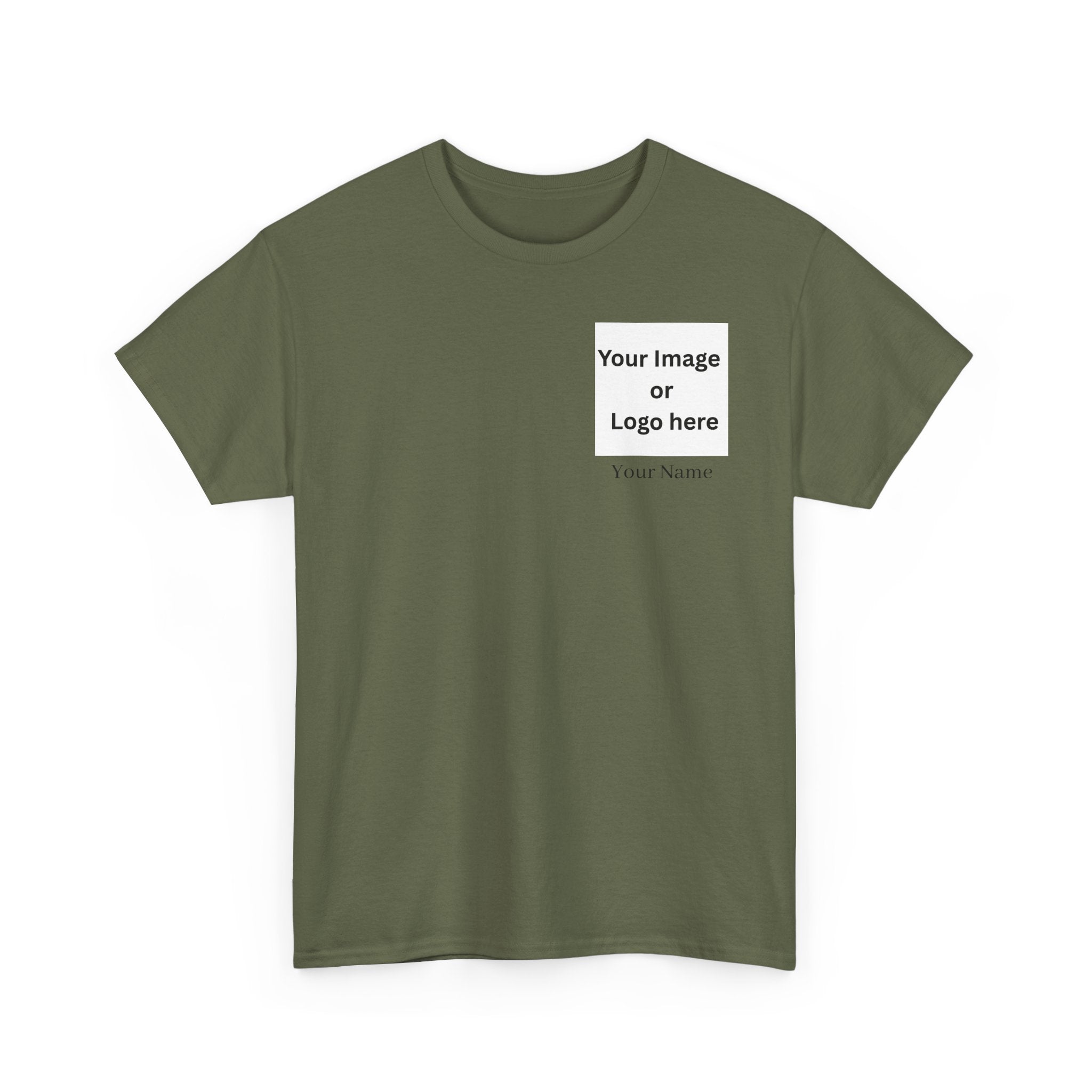 Personalized custom logo Gildan 5000 T-shirt with pocket image, name and back design placeholders – colour option 16