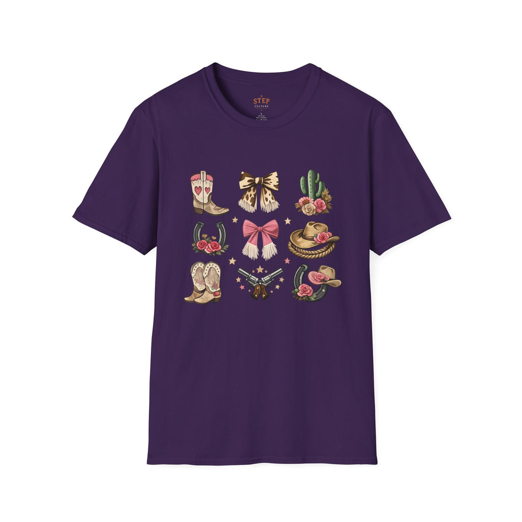 Women’s Western Icons cowgirl T-shirt with floral Western motifs