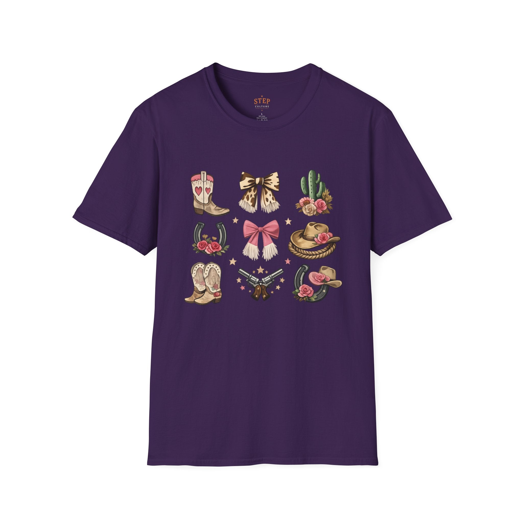 Women’s Western Icons cowgirl T-shirt with floral Western motifs