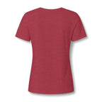 Heather red women's relaxed V-neck T-shirt back view