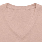 Heather peach personalised women's relaxed V-neck T-shirt fabric and neckline detail