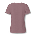 Heather mauve women's relaxed V-neck T-shirt back view