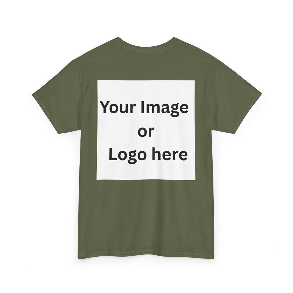 Personalized custom logo Gildan 5000 T-shirt with pocket image, name and back design placeholders – colour option 17