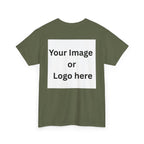 Personalized custom logo Gildan 5000 T-shirt with pocket image, name and back design placeholders – colour option 17