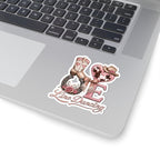 LOVE Line Dancing sticker close-up with cowboy boot, cowhide heart and hat design
