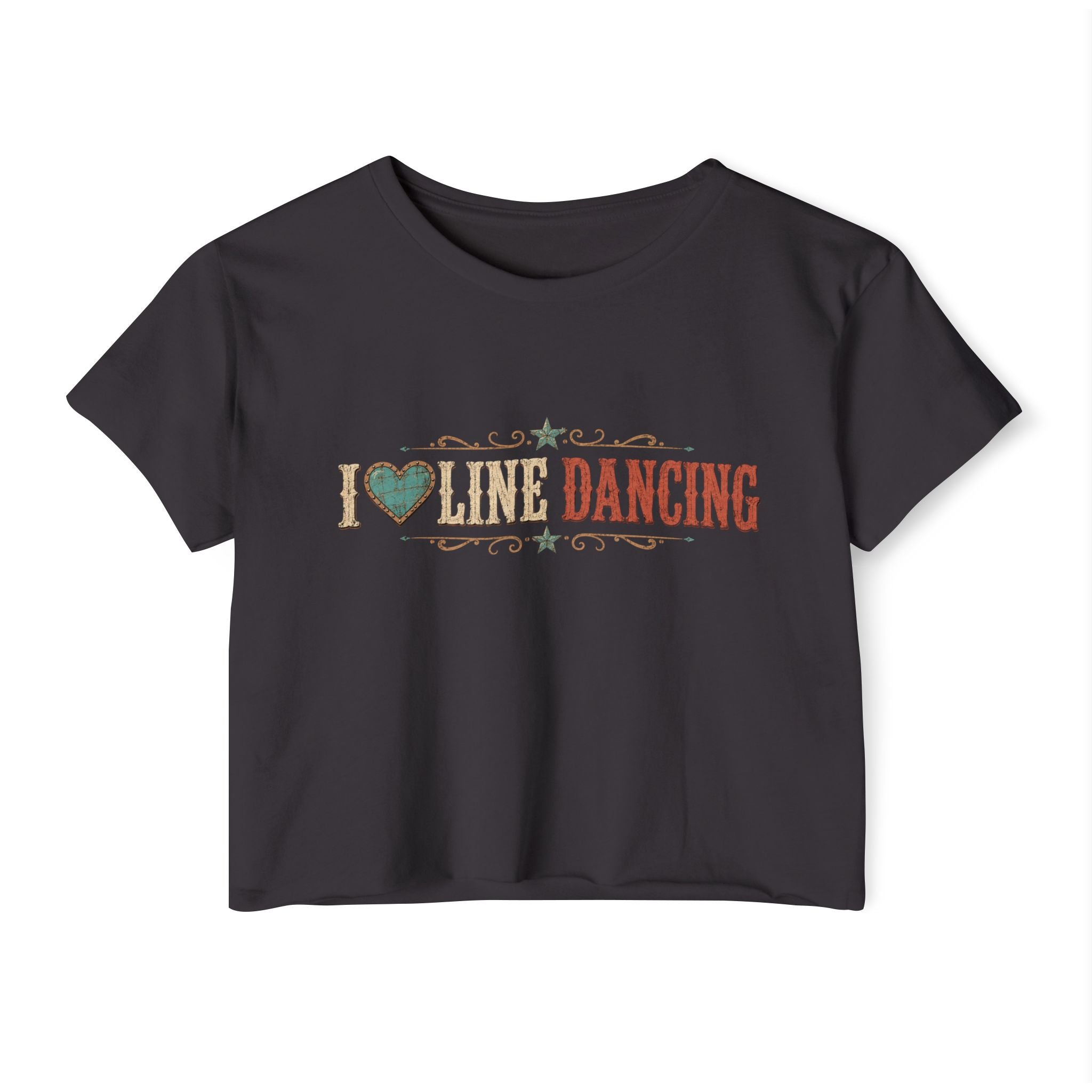 I Love Line Dancing cropped tee shown in an alternate colour