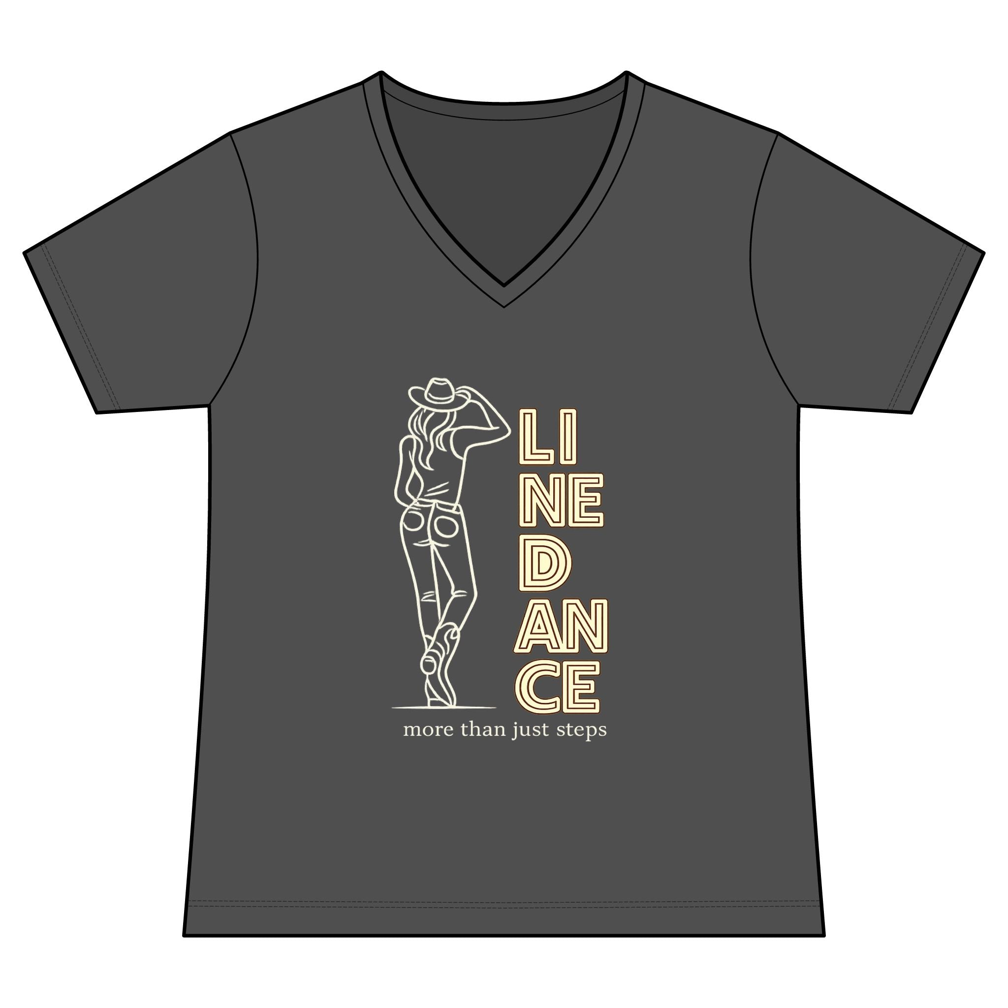 Women’s More Than Just Steps line dance V-neck T-shirt mockup – colour option 1