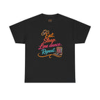 Women’s Eat Sleep Line Dance Repeat graphic T-shirt product mockup