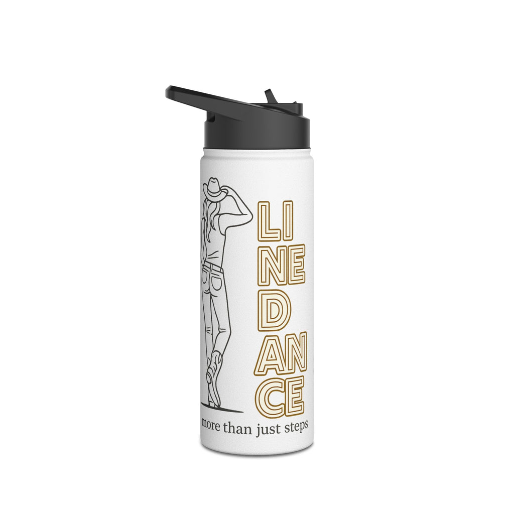 Personalised Line Dance stainless steel water bottle with cowgirl artwork and custom name – product view 5