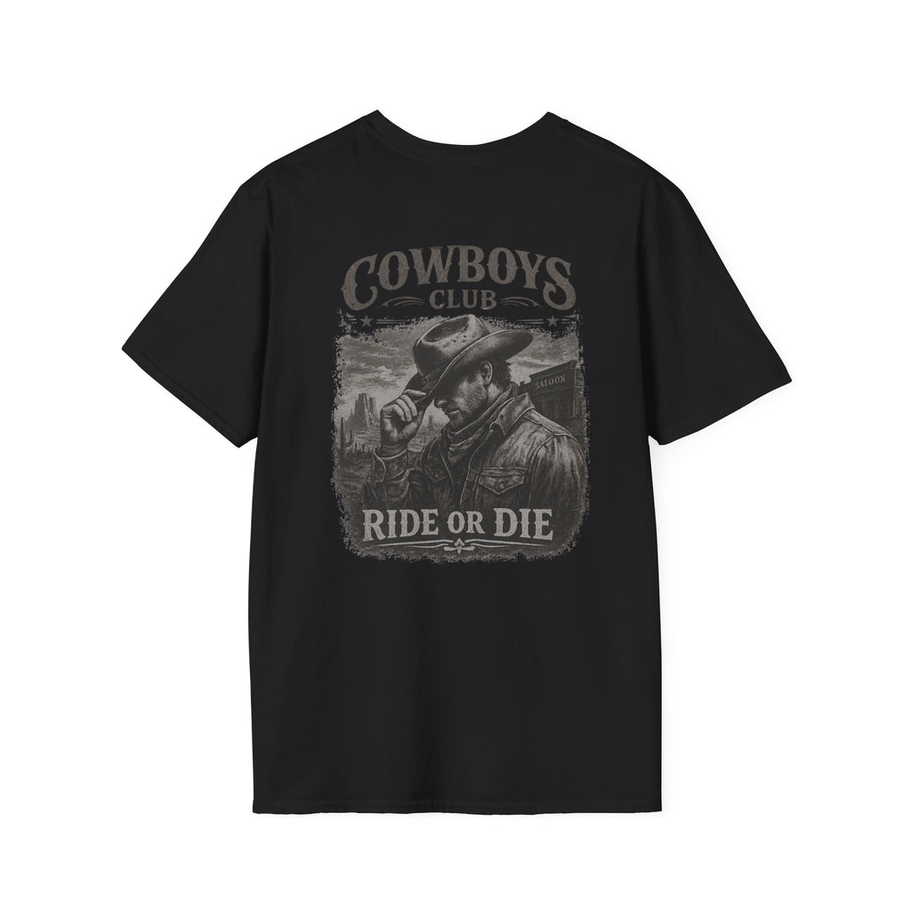Cowboys Club Ride or Die western graphic T-shirt front mockup