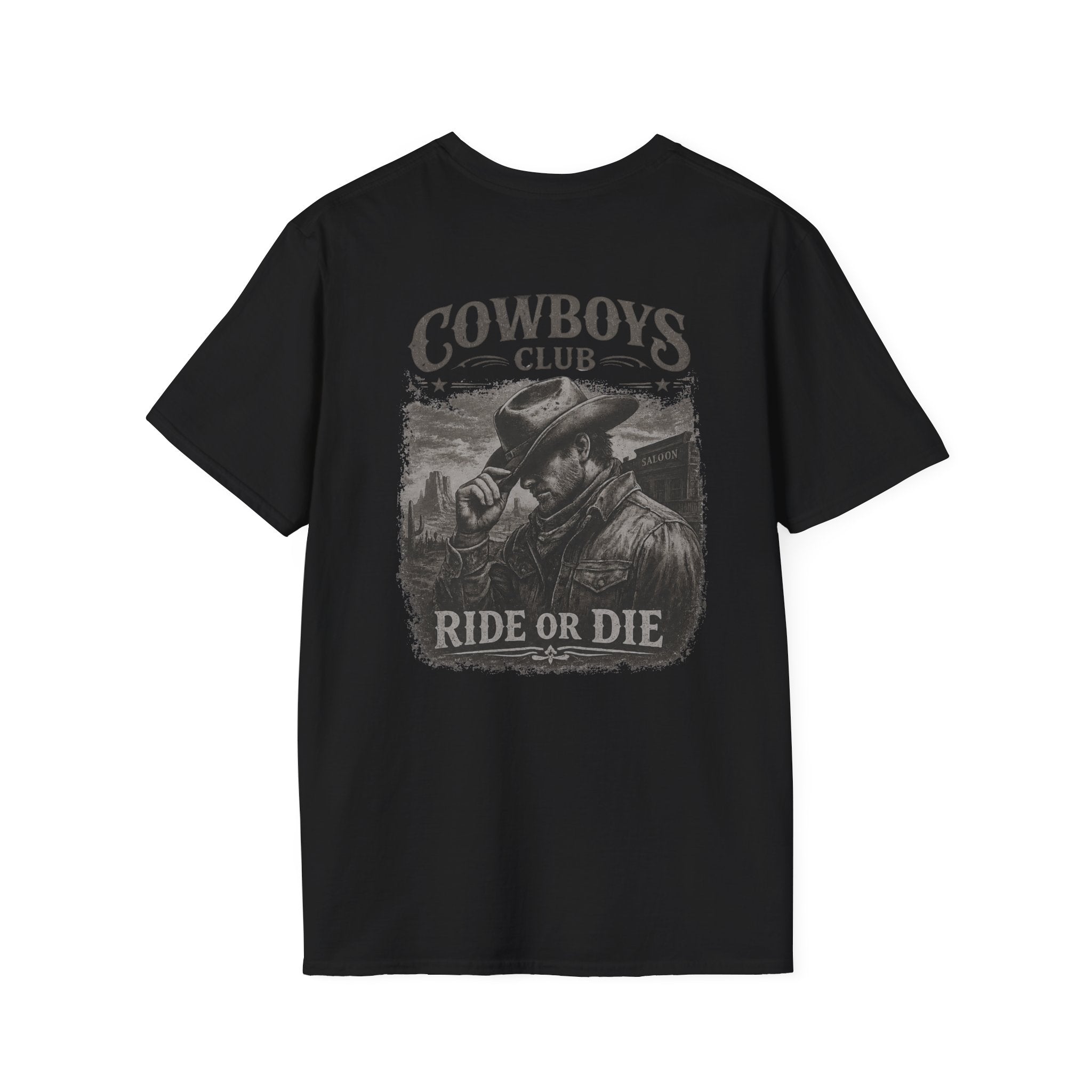 Cowboys Club Ride or Die western graphic T-shirt front mockup