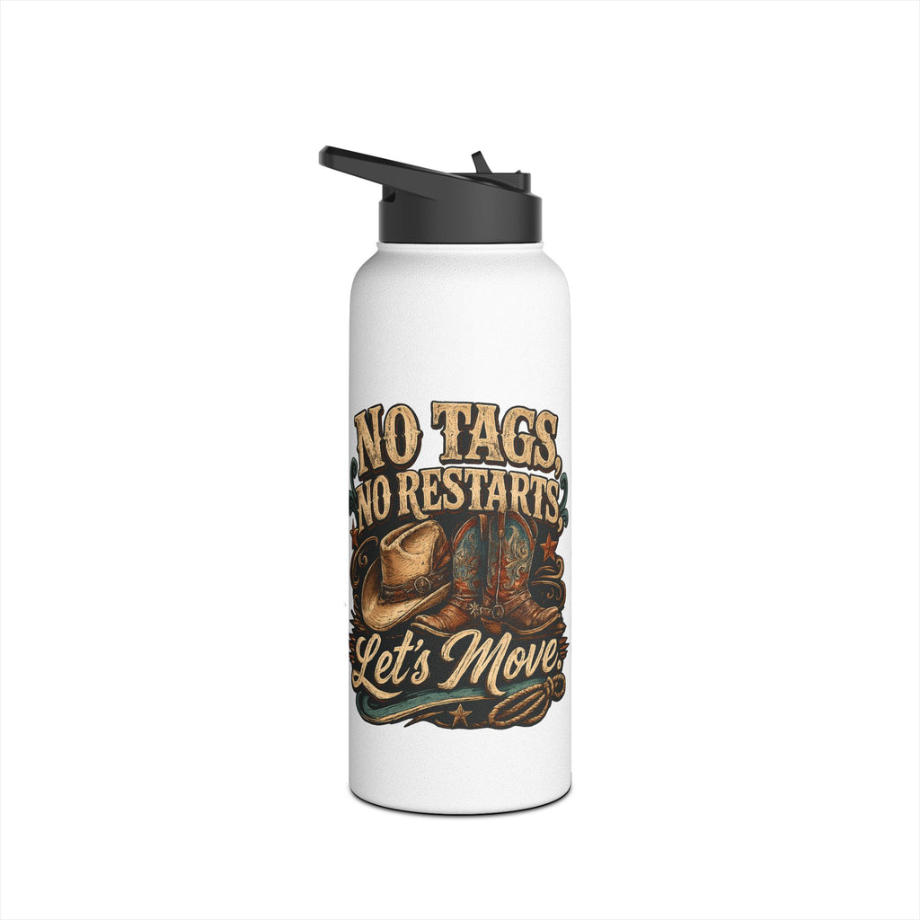 No Tags, No Restarts, Let's Move personalised bottle product view