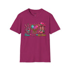 Graphite Heather Peace Love Line Dance sparkling Western cowgirl T-shirt