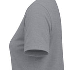 Athletic heather women's relaxed V-neck T-shirt sleeve and side-seam detail