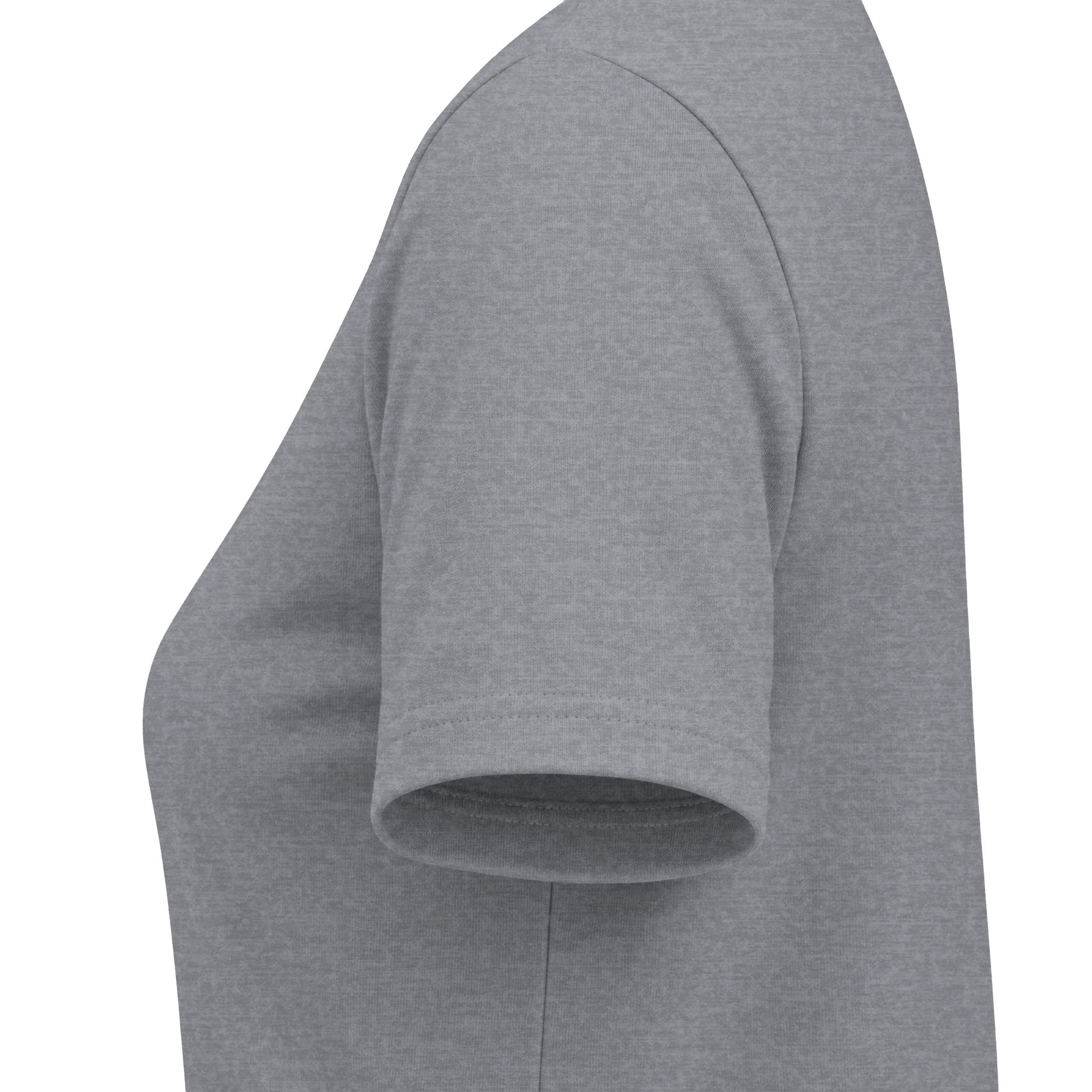 Athletic heather women's relaxed V-neck T-shirt sleeve and side-seam detail