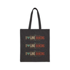 Natural cotton canvas tote bag with distressed ‘I Love Line Dancing’ artwork.