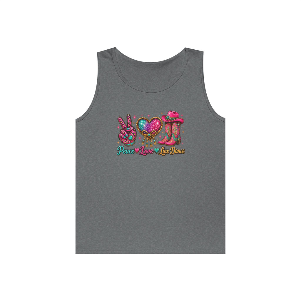 Purple Peace Love Line Dance colourful Western tank top
