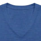 Heather true royal personalised women's relaxed V-neck T-shirt fabric and neckline detail