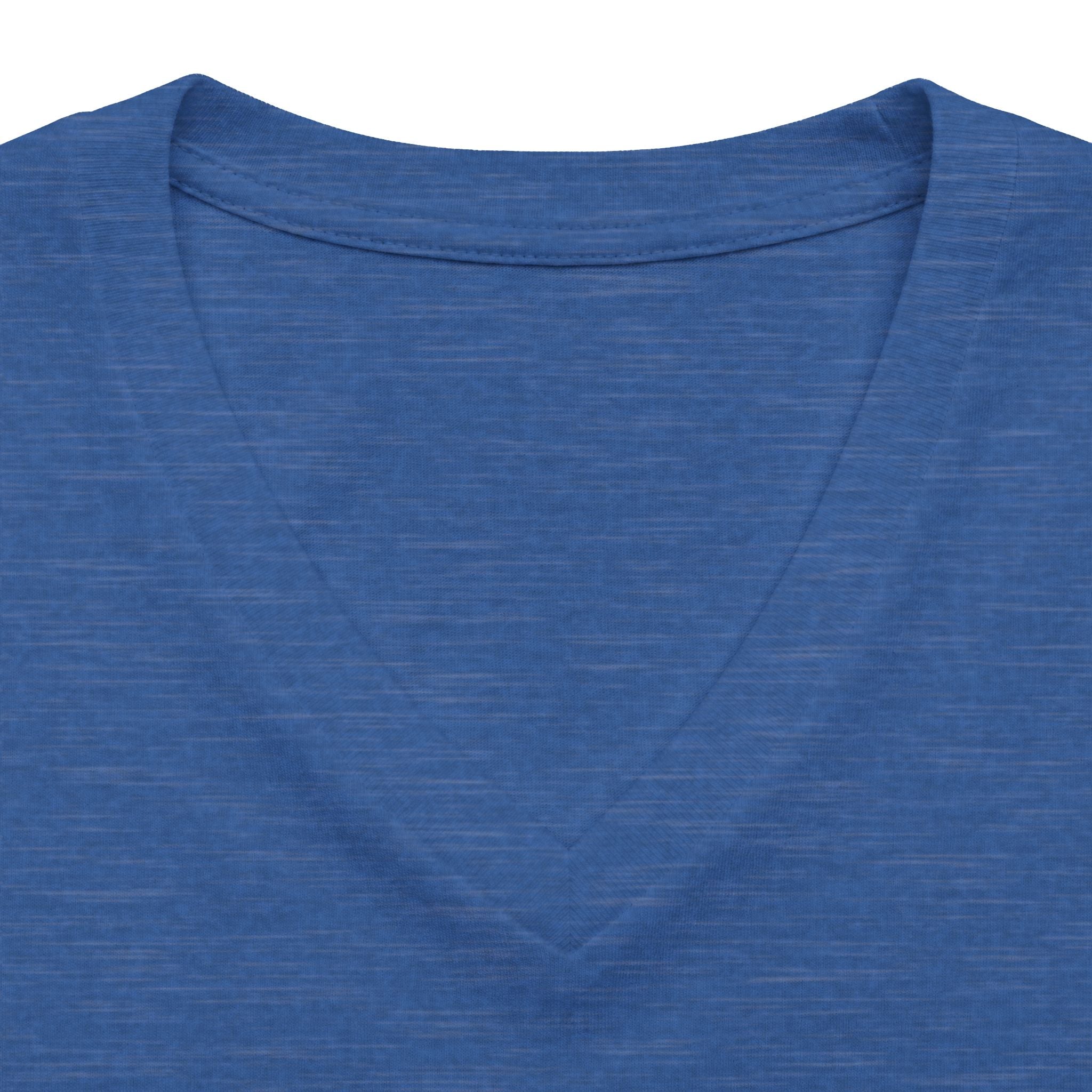 Heather true royal personalised women's relaxed V-neck T-shirt fabric and neckline detail