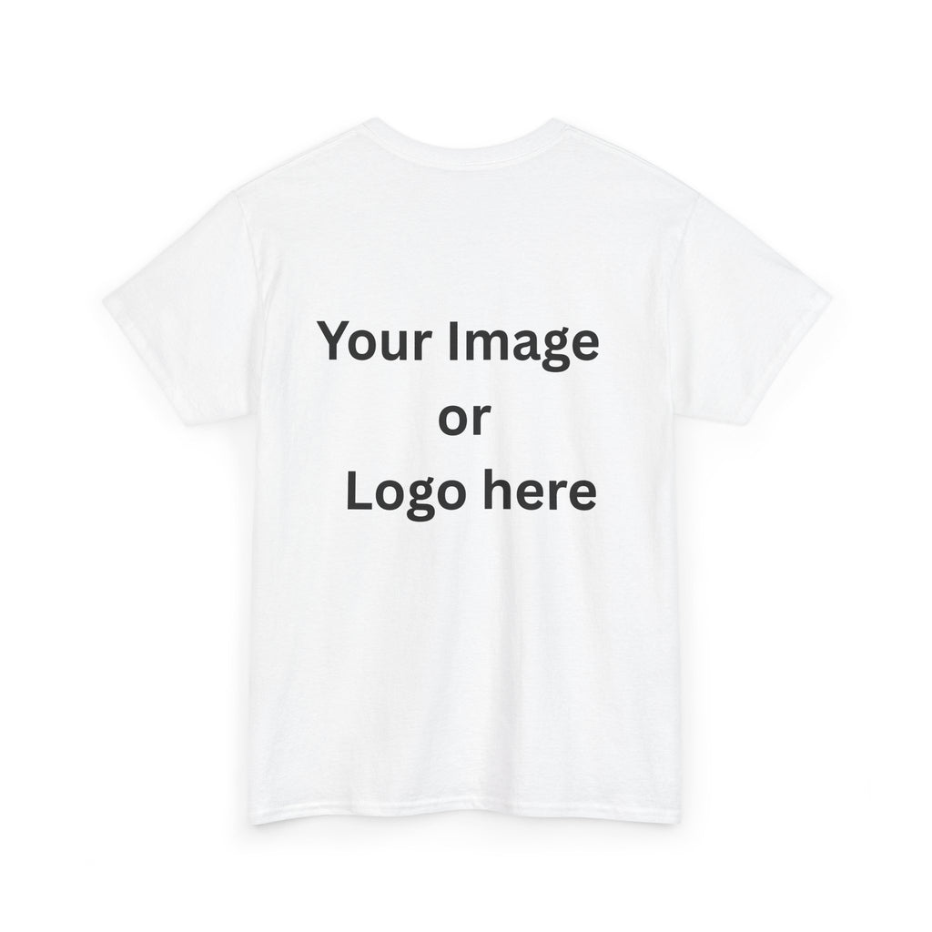 Personalized custom logo Gildan 5000 T-shirt with pocket image, name and back design placeholders – colour option 2