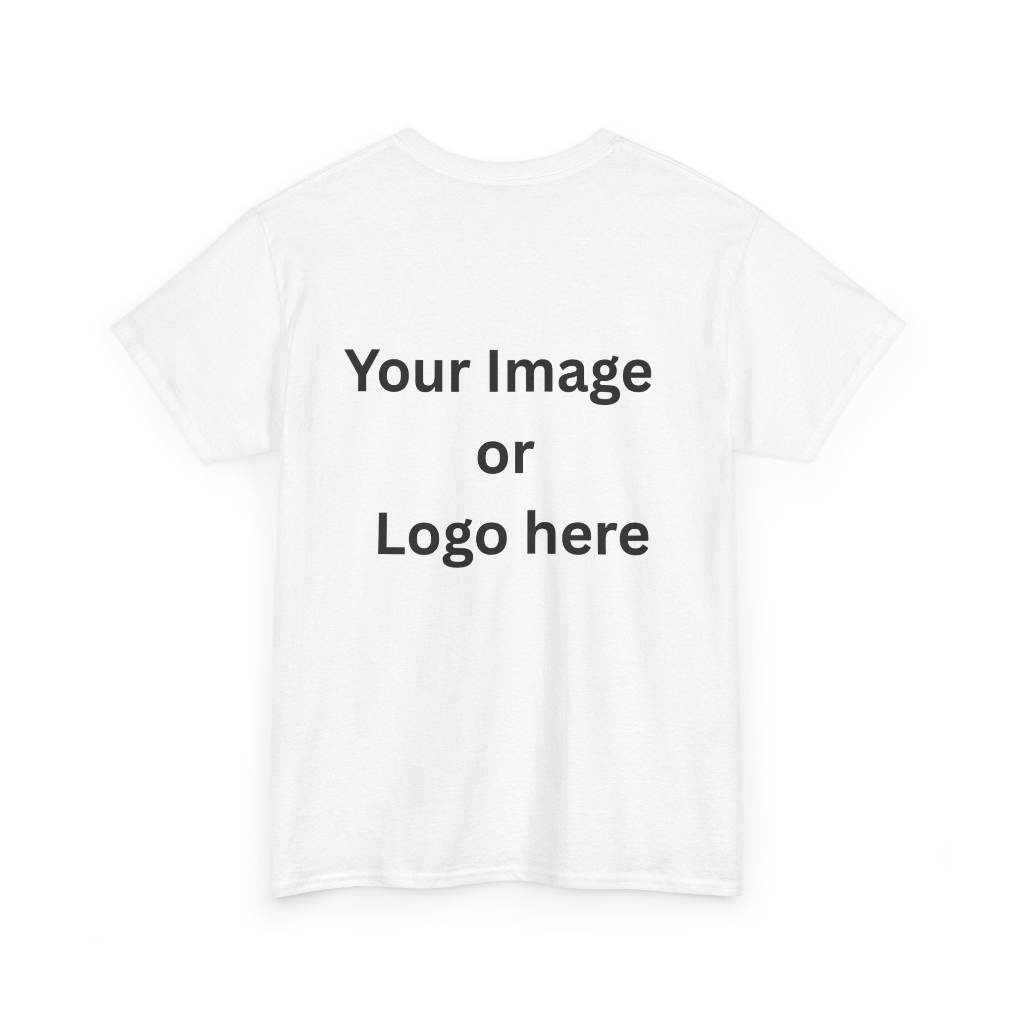Personalized custom logo Gildan 5000 T-shirt with pocket image, name and back design placeholders – colour option 2