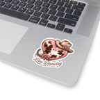 Pink Cowgirl Heart Line Dancing sticker close-up with cowboy hat and floral horseshoe design