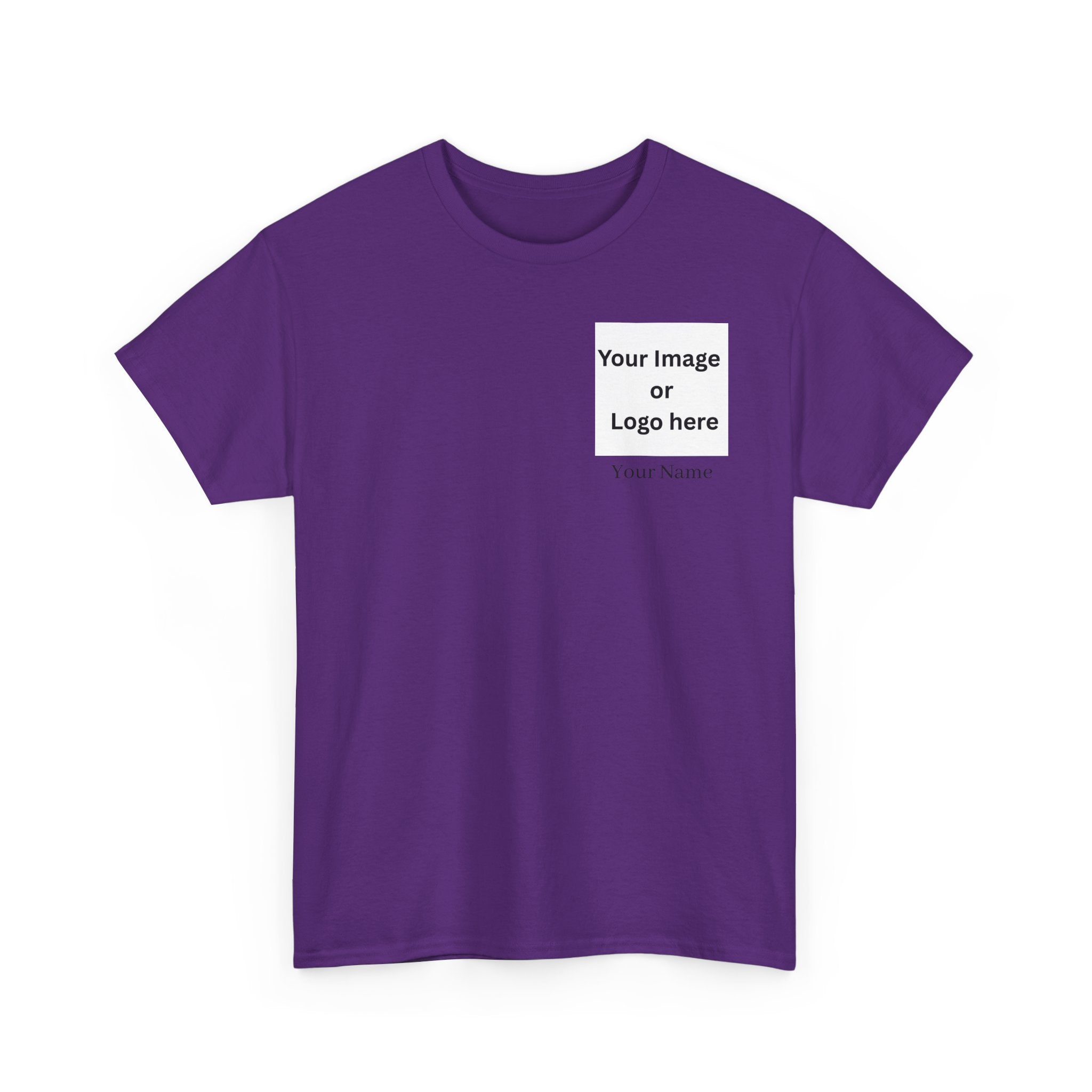 Personalized custom logo Gildan 5000 T-shirt with pocket image, name and back design placeholders – colour option 27