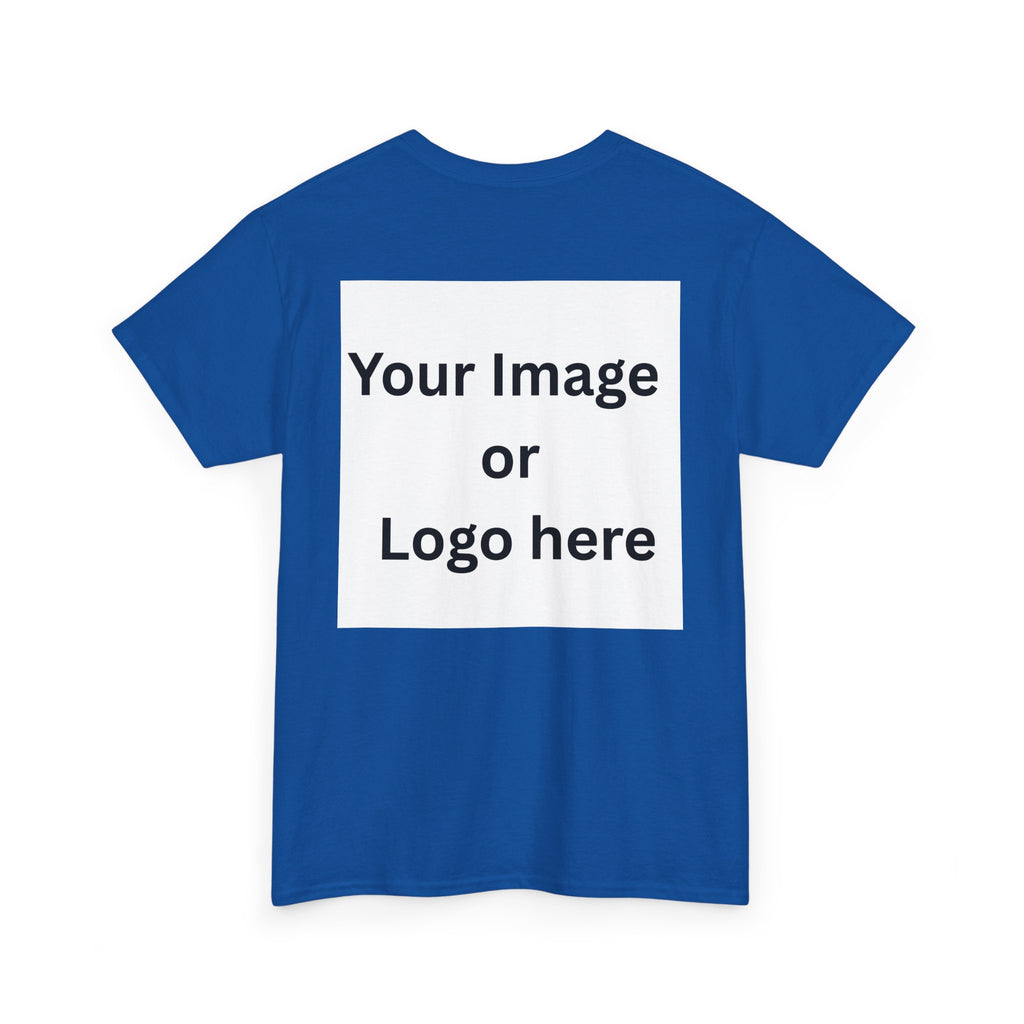 Personalized custom logo Gildan 5000 T-shirt with pocket image, name and back design placeholders – colour option 25