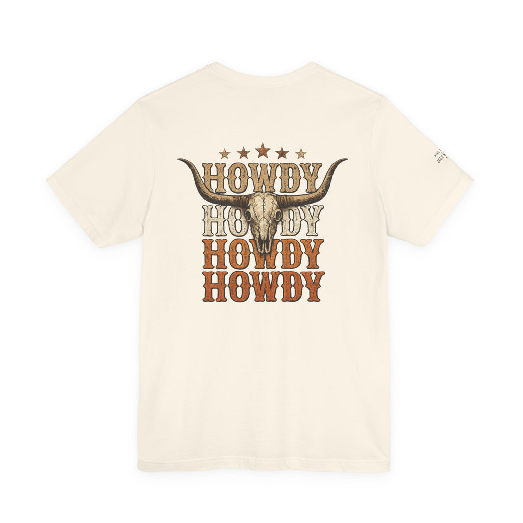Howdy Howdy Howdy longhorn skull tee alternate colour mockup
