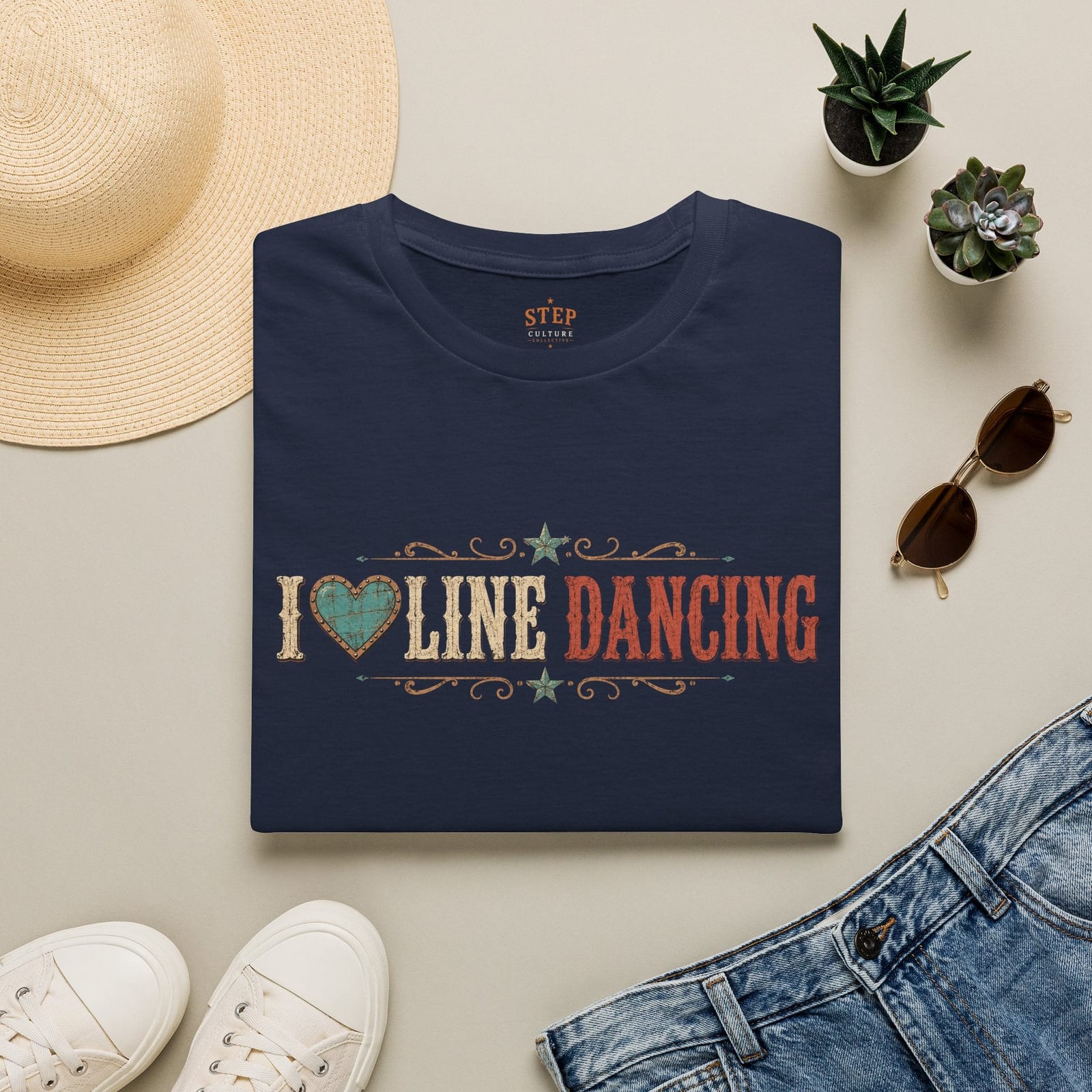 I Love Line Dancing graphic print T-shirt mockup