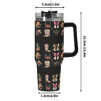 Western cowgirl tumbler size guide showing 26.3 centimetre height and tapered base