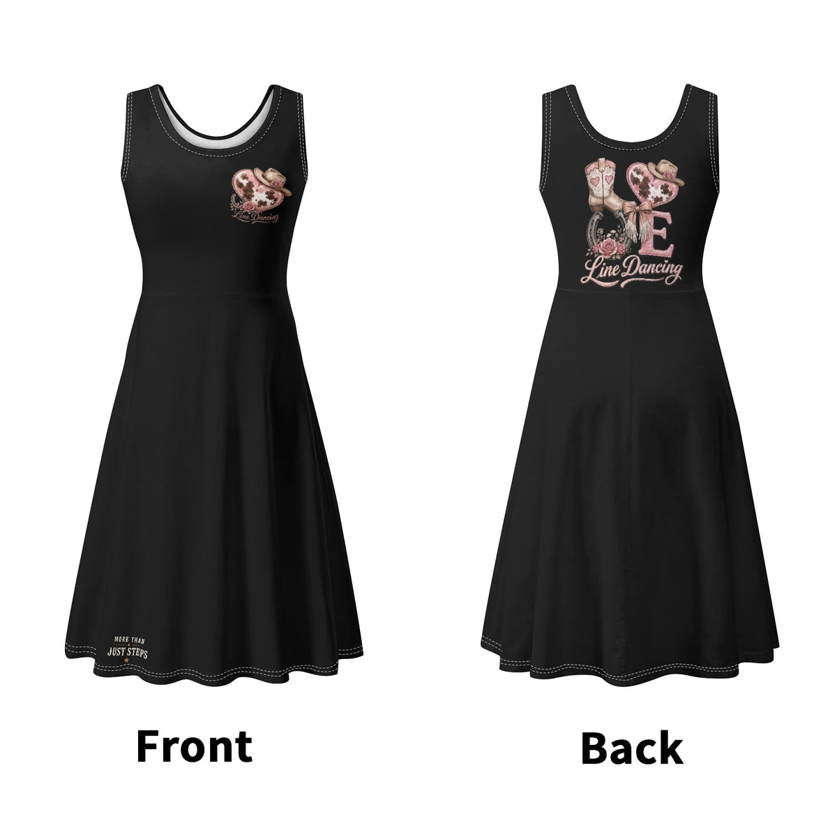 Back view of the Love Line Dancing women’s sleeveless knee-length dress