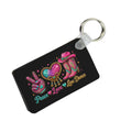 Peace Love Line Dance rectangle MDF keychain front view with metal keyring