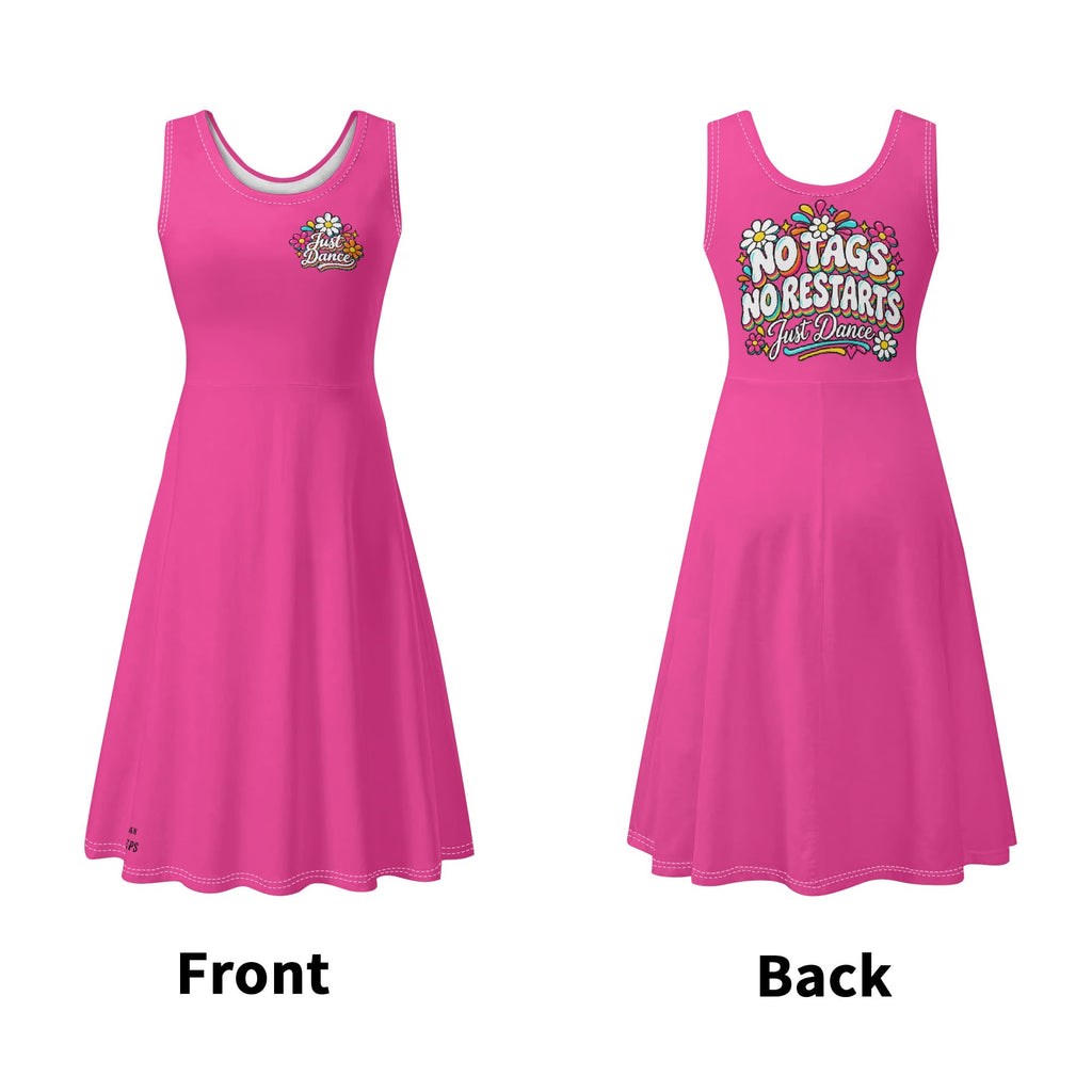No Tags No Restarts Just Dance women’s retro floral midi dress product mockup