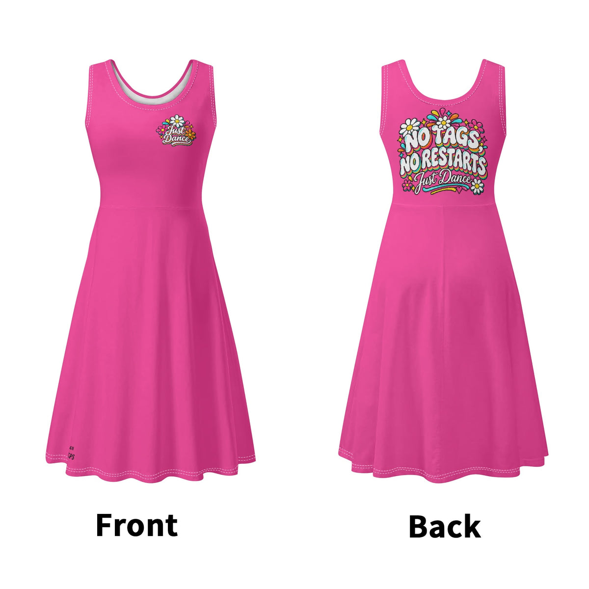 No Tags No Restarts Just Dance women’s retro floral midi dress product mockup