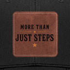 Unisex black line dancing cap with More Than Just Steps brown leather patch – product detail