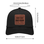 More Than Just Steps adjustable black line dancing cap with brown leather patch and mesh back