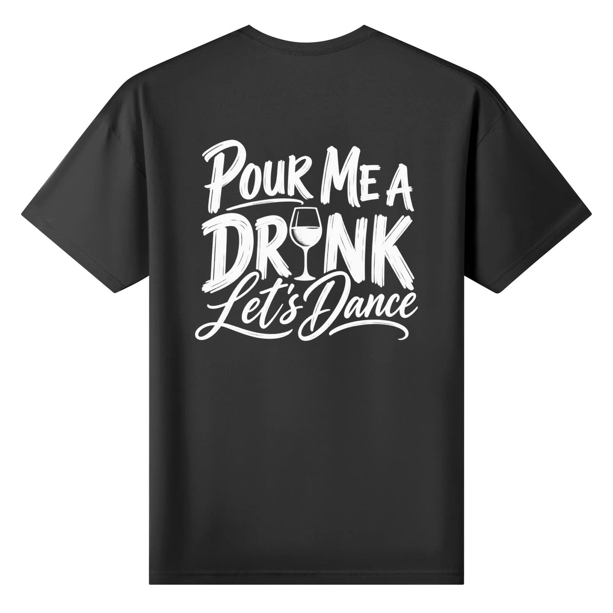Pour Me a Drink, Let’s Dance cotton T-shirt showing the line dancing design